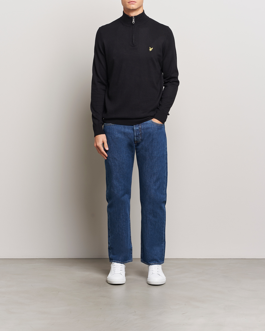 Herr | Tröjor | Lyle & Scott | Cotton/Merino Half Zip Jet Black