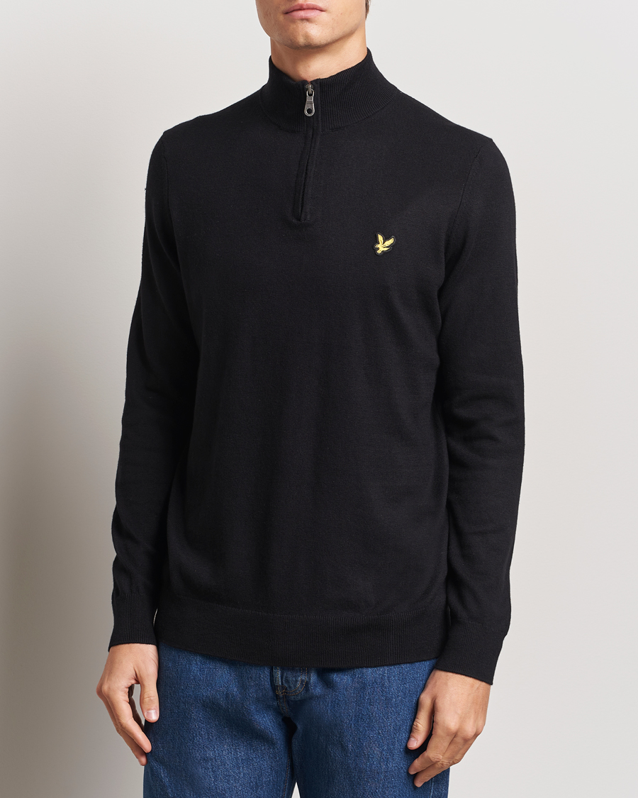 Herr | Tröjor | Lyle & Scott | Cotton/Merino Half Zip Jet Black