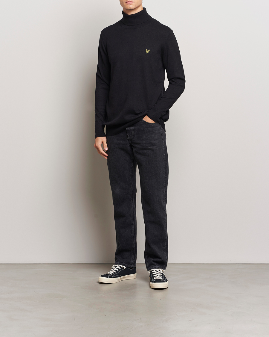Herr | Tröjor | Lyle & Scott | Cotton/Merino Turtleneck Jet Black