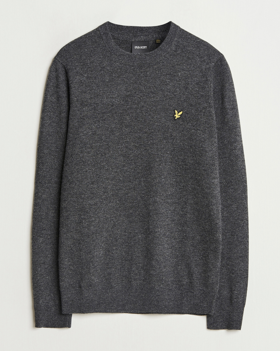 Herr | Tröjor | Lyle & Scott | Lambswool Crew Neck Pullover Charcoal Marl