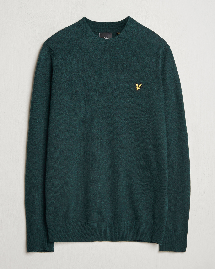 Herr | Tröjor | Lyle & Scott | Lambswool Crew Neck Pullover Argyle Teal Marl