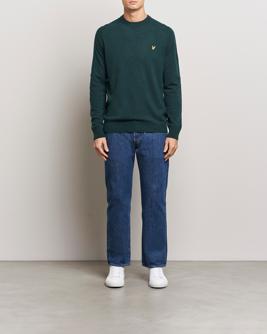 Herr | Tröjor | Lyle & Scott | Lambswool Crew Neck Pullover Argyle Teal Marl