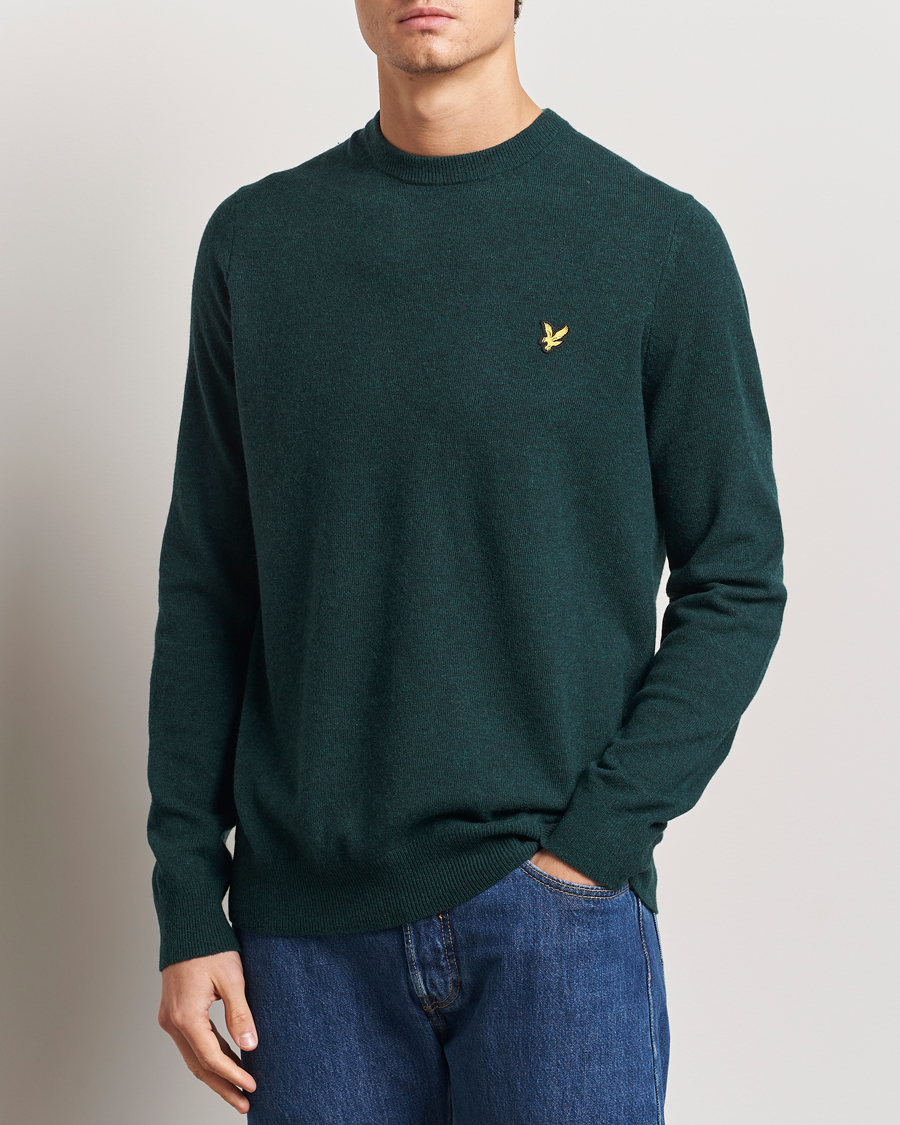Herr | Tröjor | Lyle & Scott | Lambswool Crew Neck Pullover Argyle Teal Marl