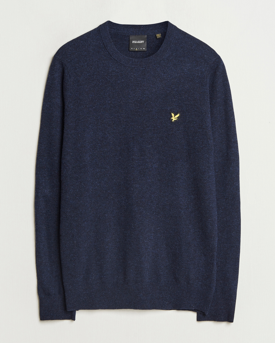 Herr | Tröjor | Lyle & Scott | Lambswool Crew Neck Pullover Dark Navy Marl