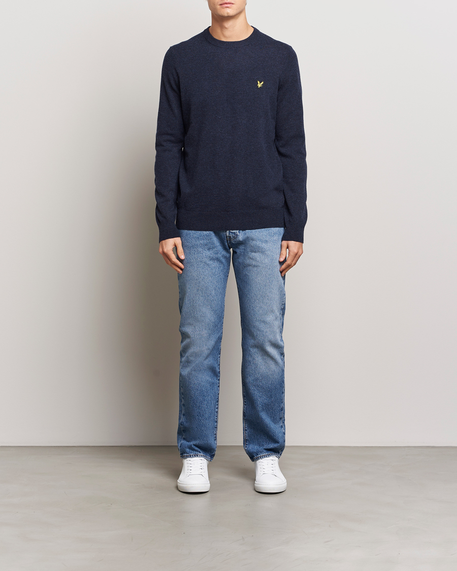 Herr | Tröjor | Lyle & Scott | Lambswool Crew Neck Pullover Dark Navy Marl