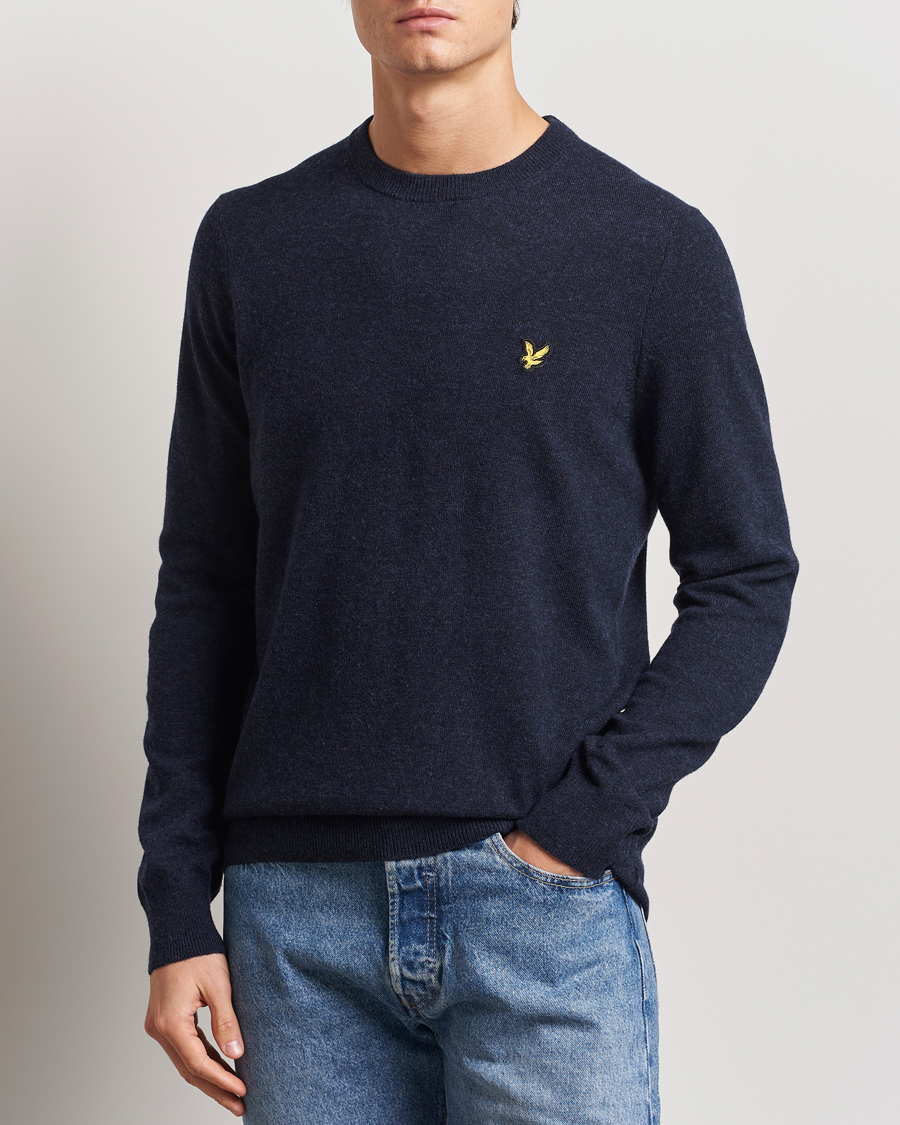 Herr | Tröjor | Lyle & Scott | Lambswool Crew Neck Pullover Dark Navy Marl