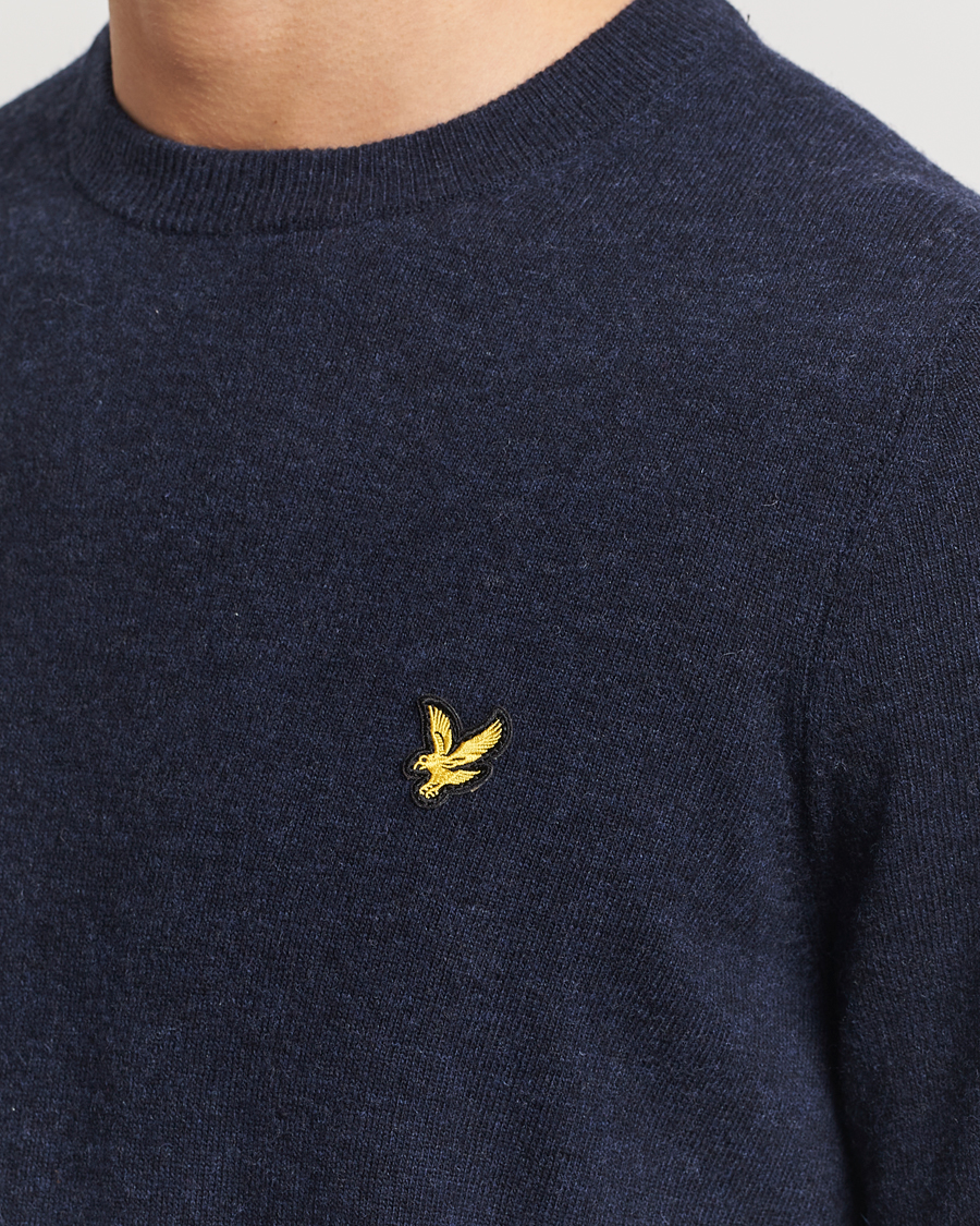 Herr | Tröjor | Lyle & Scott | Lambswool Crew Neck Pullover Dark Navy Marl