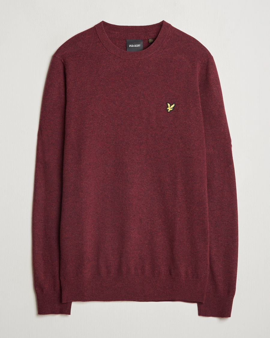 Herr | Tröjor | Lyle & Scott | Lambswool Crew Neck Pullover Burgundy Marl