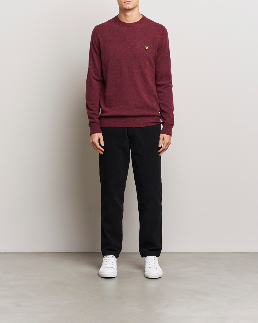 Herr | Tröjor | Lyle & Scott | Lambswool Crew Neck Pullover Burgundy Marl