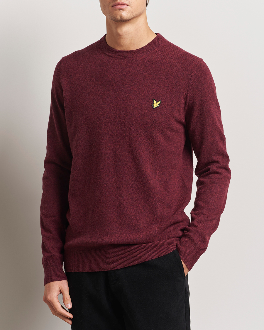 Herr | Tröjor | Lyle & Scott | Lambswool Crew Neck Pullover Burgundy Marl