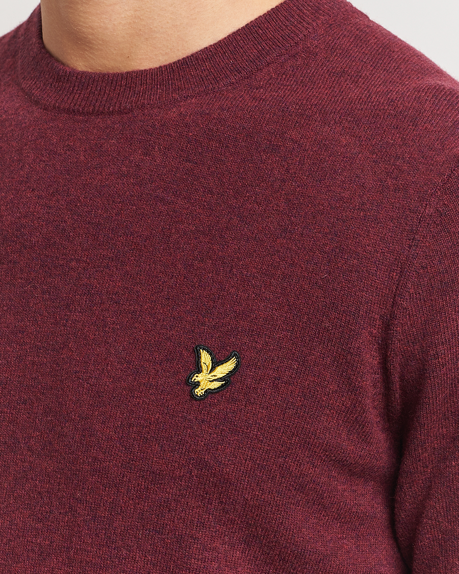 Herr | Tröjor | Lyle & Scott | Lambswool Crew Neck Pullover Burgundy Marl