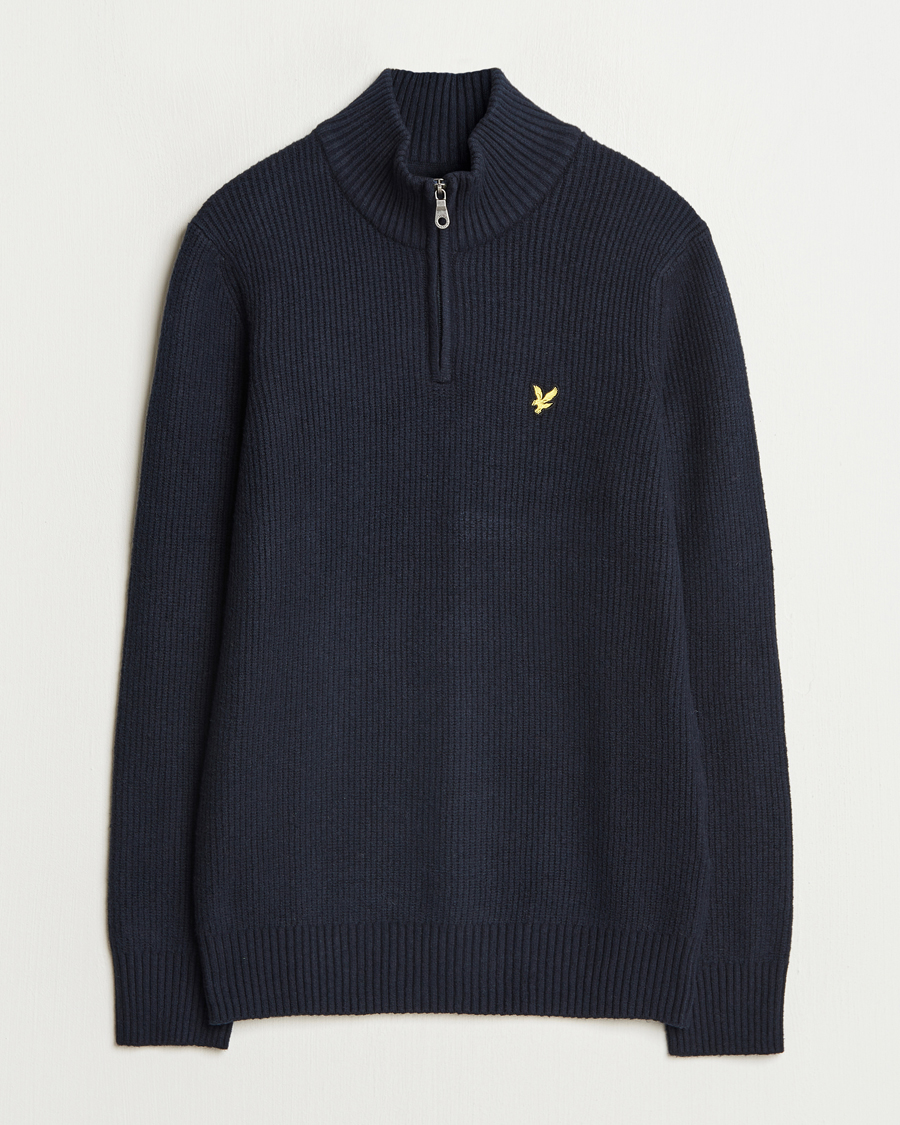Herr | Tröjor | Lyle & Scott | Shaker Stitch Half Zip Dark Navy