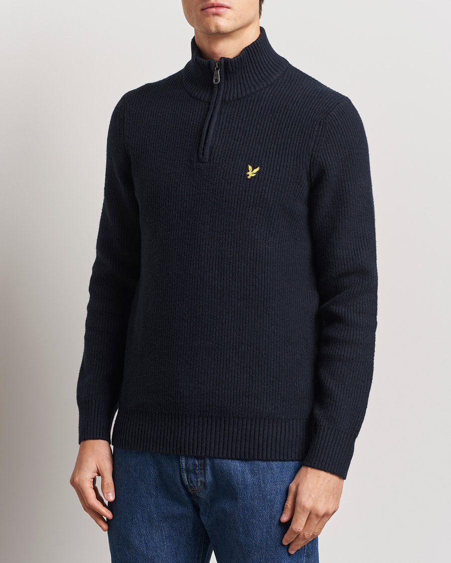Herr | Tröjor | Lyle & Scott | Shaker Stitch Half Zip Dark Navy
