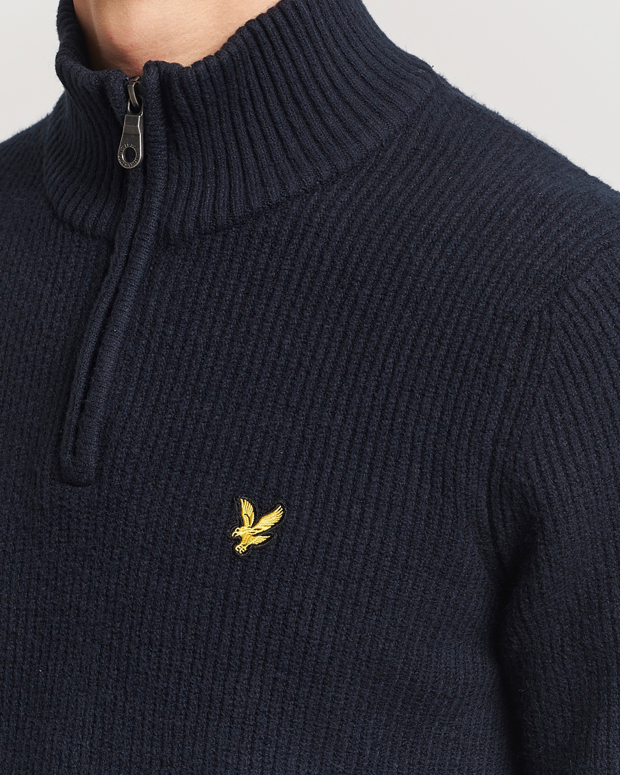 Herr | Tröjor | Lyle & Scott | Shaker Stitch Half Zip Dark Navy