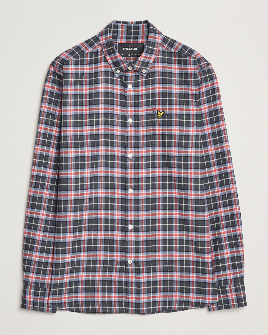 Herr | Skjortor | Lyle & Scott | Checked Flannel Shirt Blue Smoke