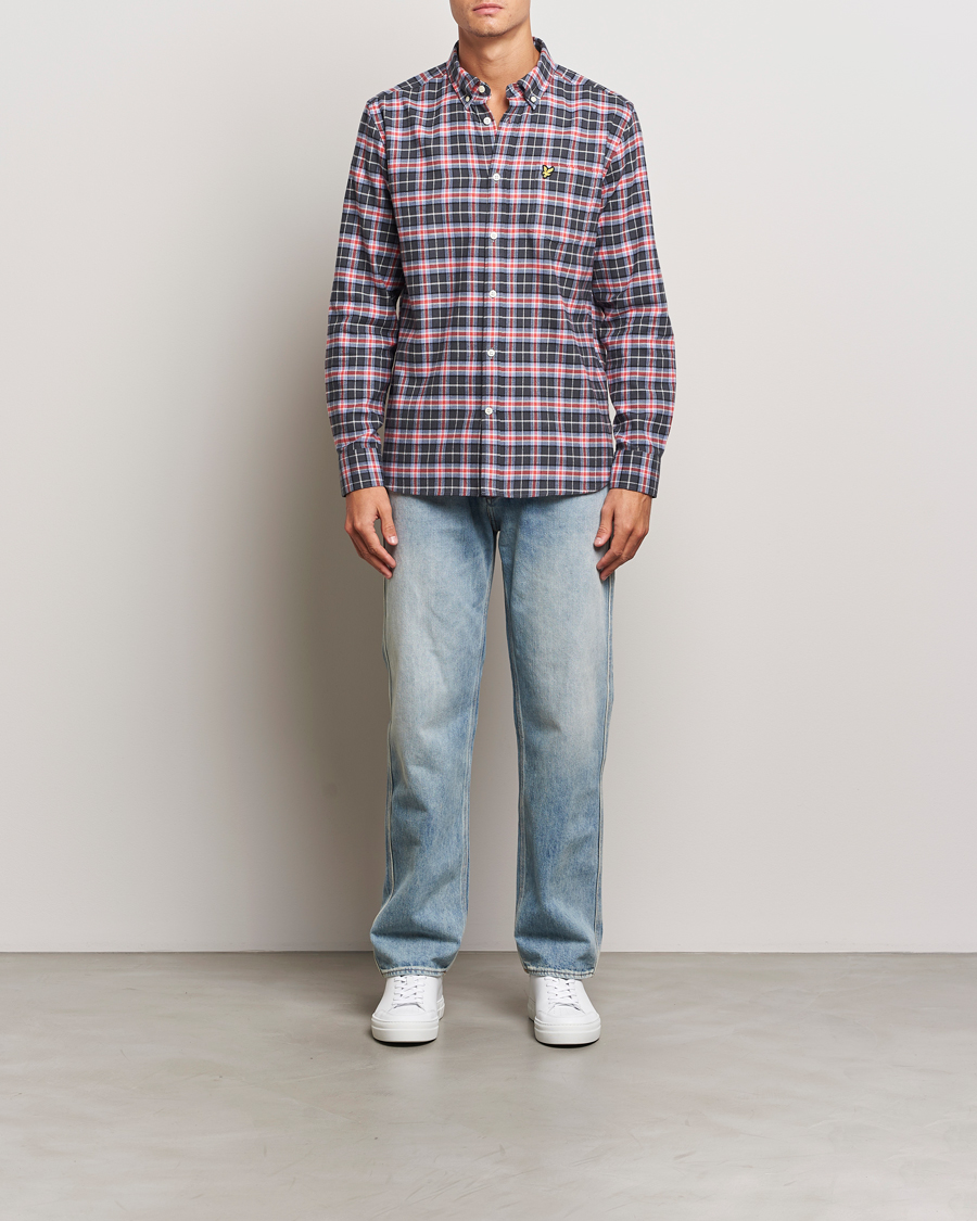 Herr | Skjortor | Lyle & Scott | Checked Flannel Shirt Blue Smoke