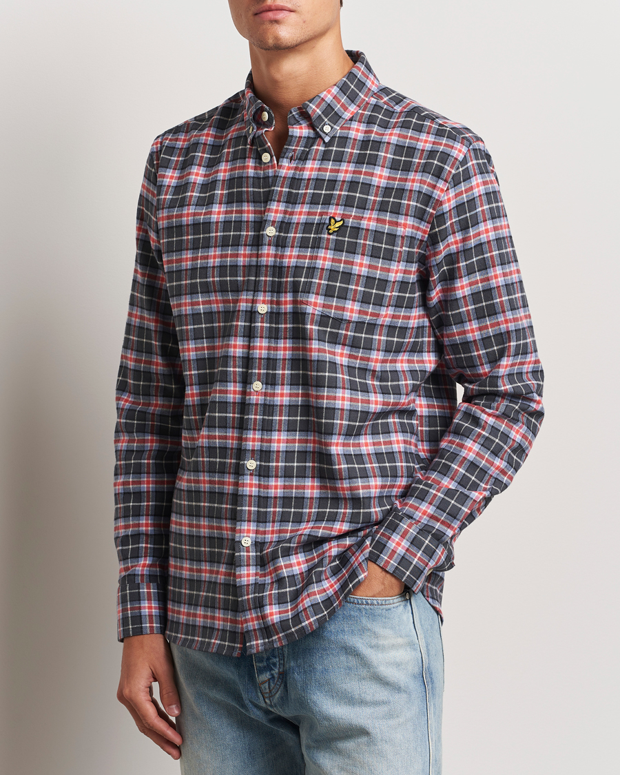 Herr | Skjortor | Lyle & Scott | Checked Flannel Shirt Blue Smoke