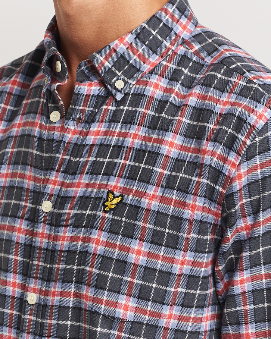 Herr | Skjortor | Lyle & Scott | Checked Flannel Shirt Blue Smoke