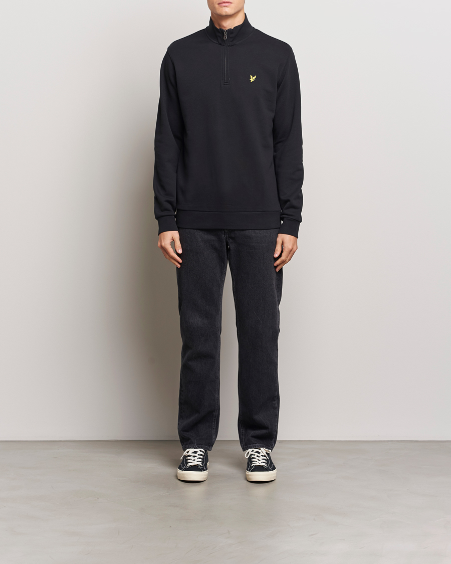 Herr | Tröjor | Lyle & Scott | Loopback Half Zip Sweater Jet Black