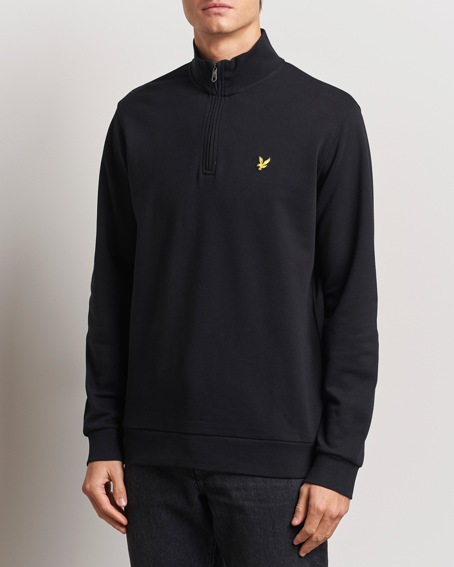 Herr | Tröjor | Lyle & Scott | Loopback Half Zip Sweater Jet Black