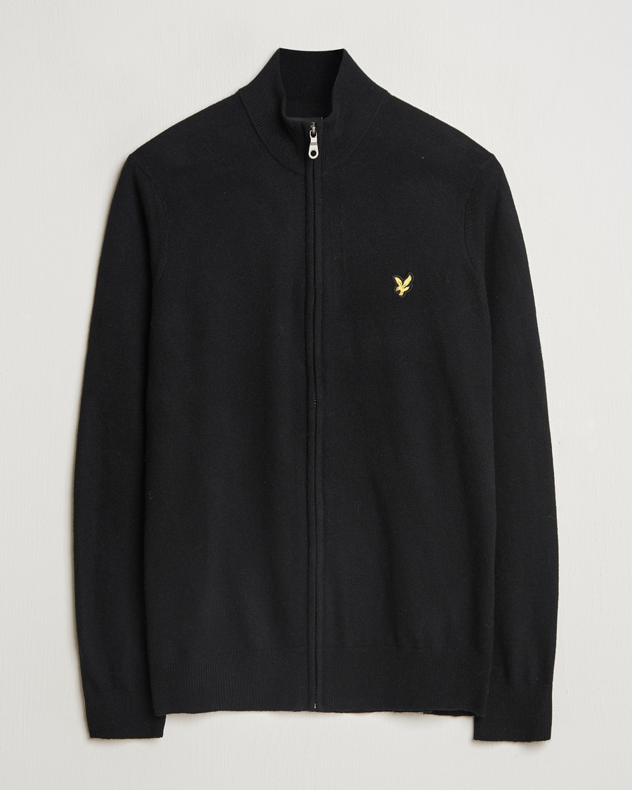 Herr | Tröjor | Lyle & Scott | Lambswool Full Zip Jet Black Marl