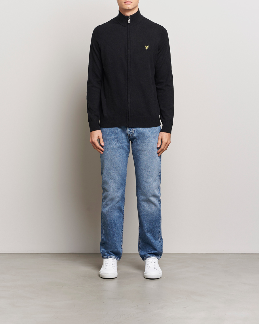 Herr | Tröjor | Lyle & Scott | Lambswool Full Zip Jet Black Marl