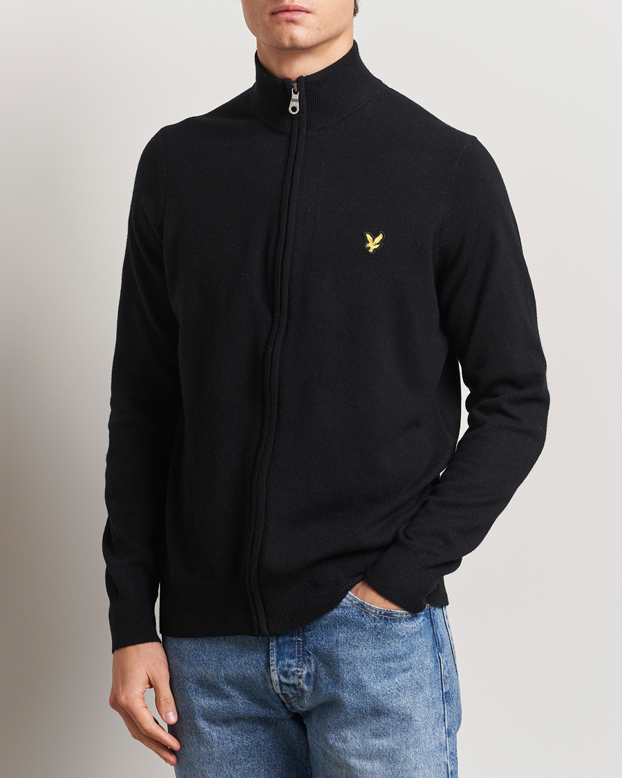 Herr | Tröjor | Lyle & Scott | Lambswool Full Zip Jet Black Marl