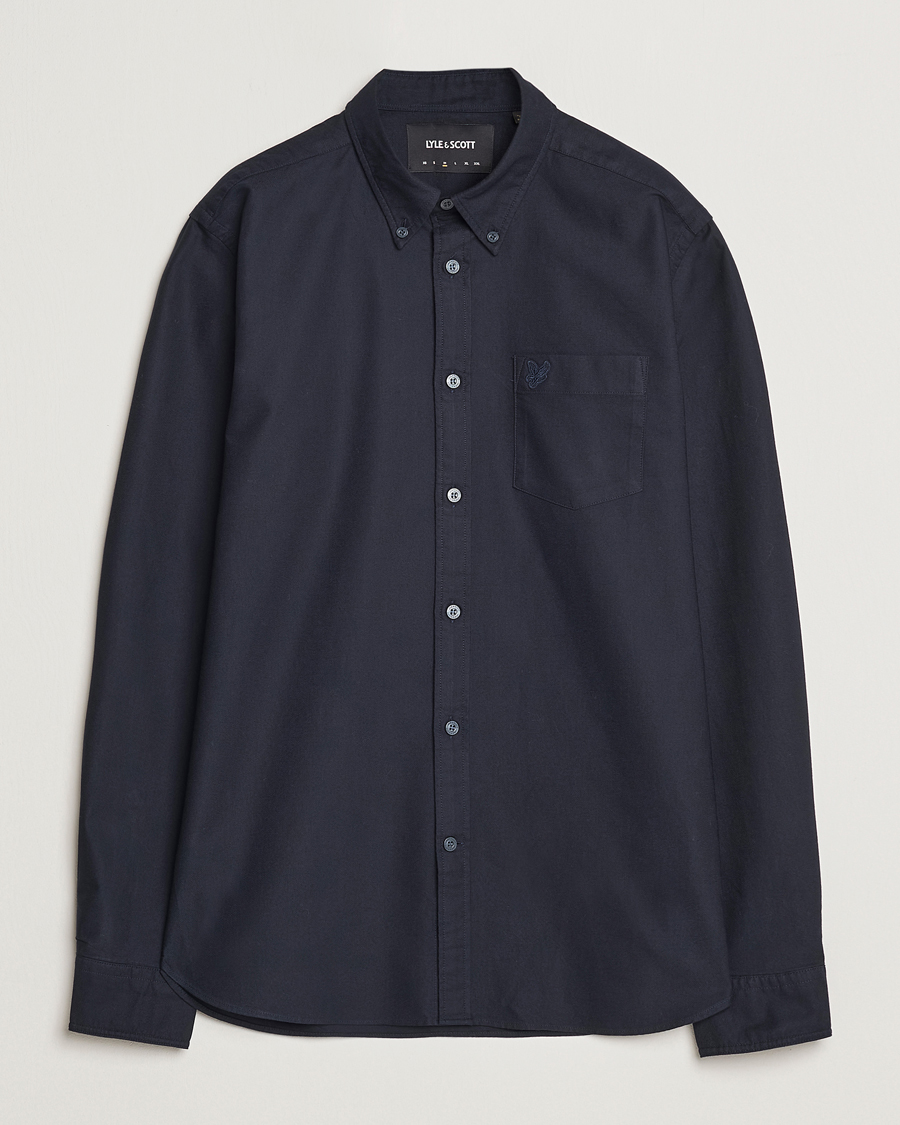 Herr | Skjortor | Lyle & Scott | Tonal Eagle Plain Oxford Shirt Dark Navy