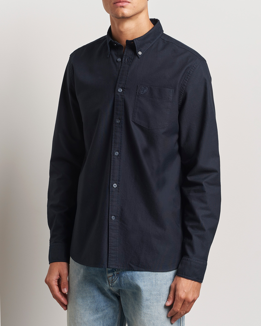 Herr | Skjortor | Lyle & Scott | Tonal Eagle Plain Oxford Shirt Dark Navy