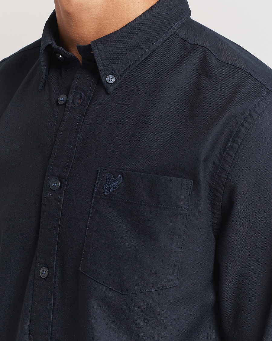 Herr | Skjortor | Lyle & Scott | Tonal Eagle Plain Oxford Shirt Dark Navy