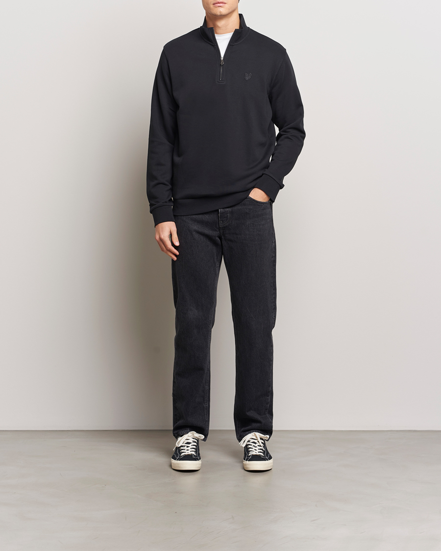 Herr | Tröjor | Lyle & Scott | Tonal Eagle Half Zip Sweater Jet Black