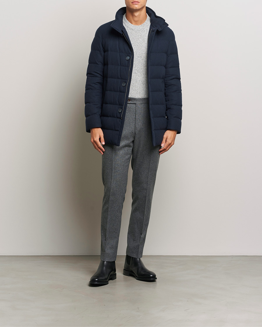 Herr | Jackor | Herno | Cashmere Flannel Down Coat Navy