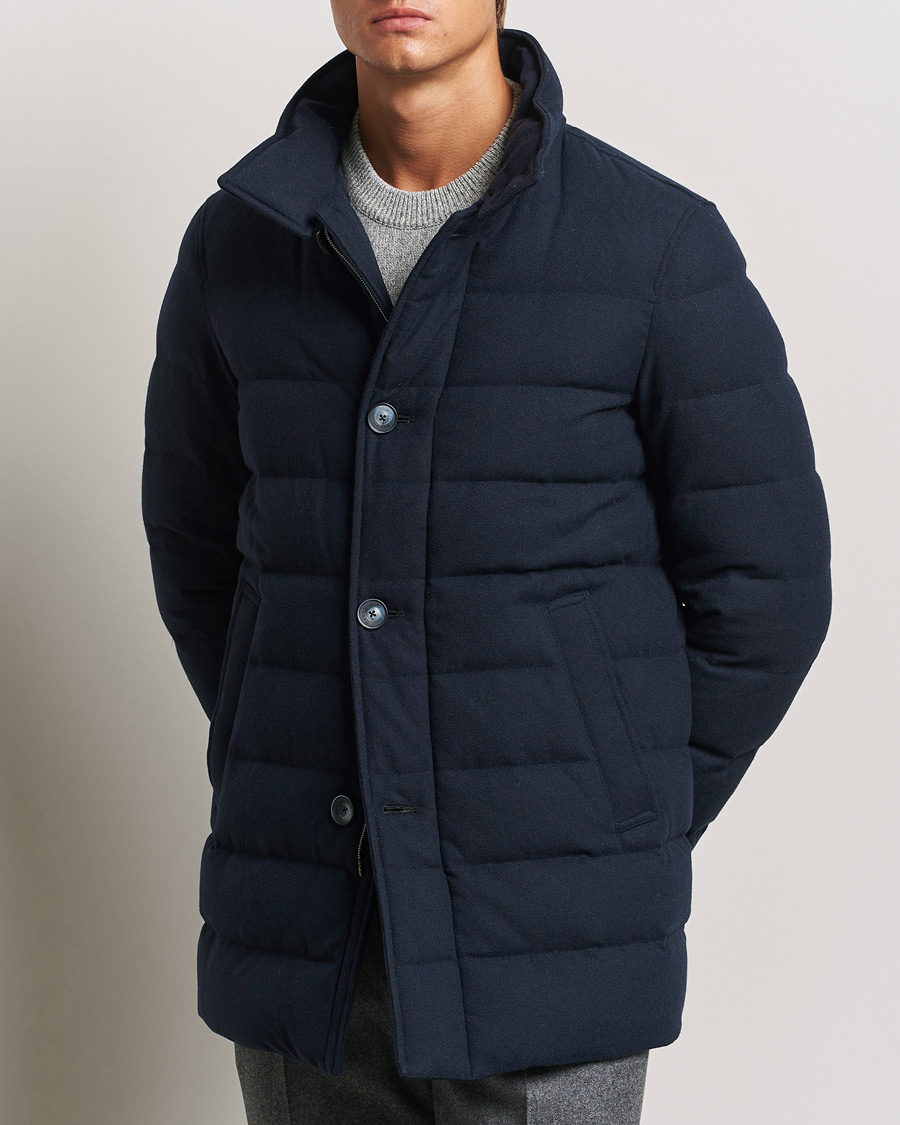 Herr | Jackor | Herno | Cashmere Flannel Down Coat Navy