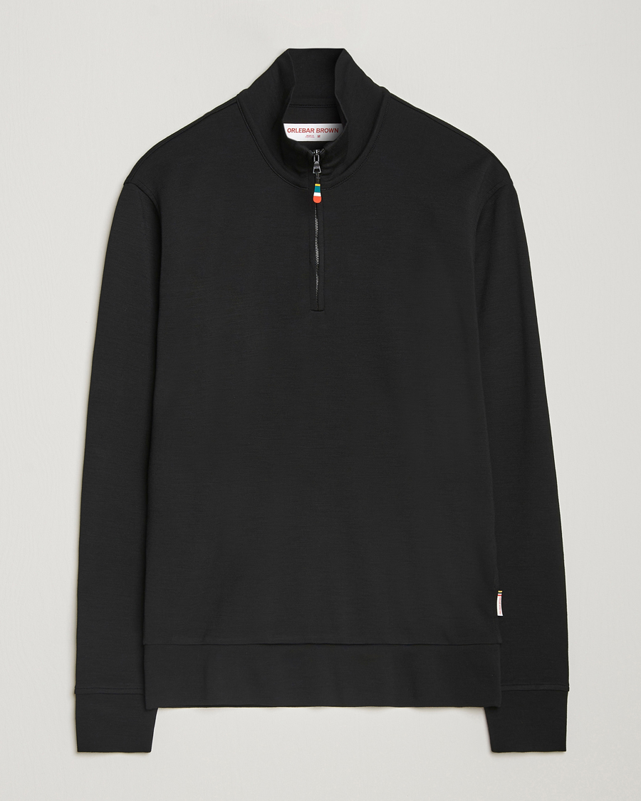 Herr | Tröjor | Orlebar Brown | Isar Graphite Merino Half Zip Black