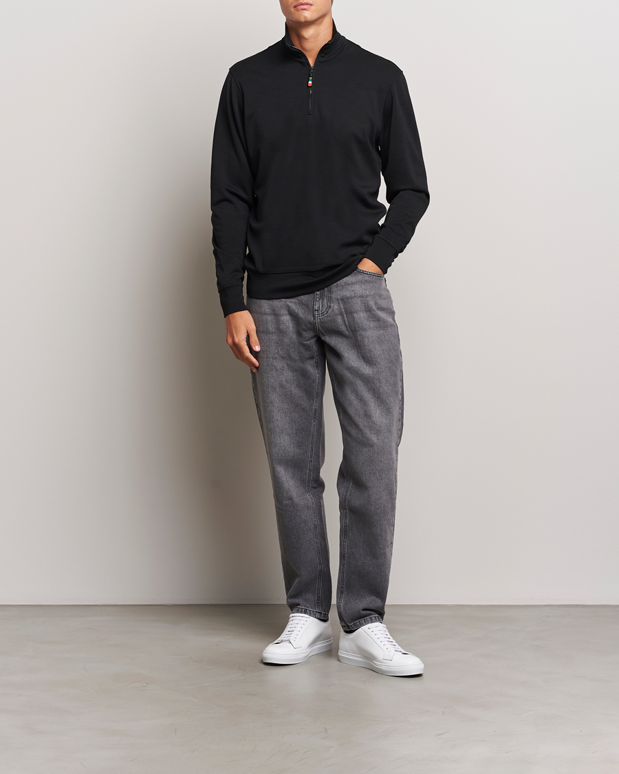 Herr | Tröjor | Orlebar Brown | Isar Graphite Merino Half Zip Black