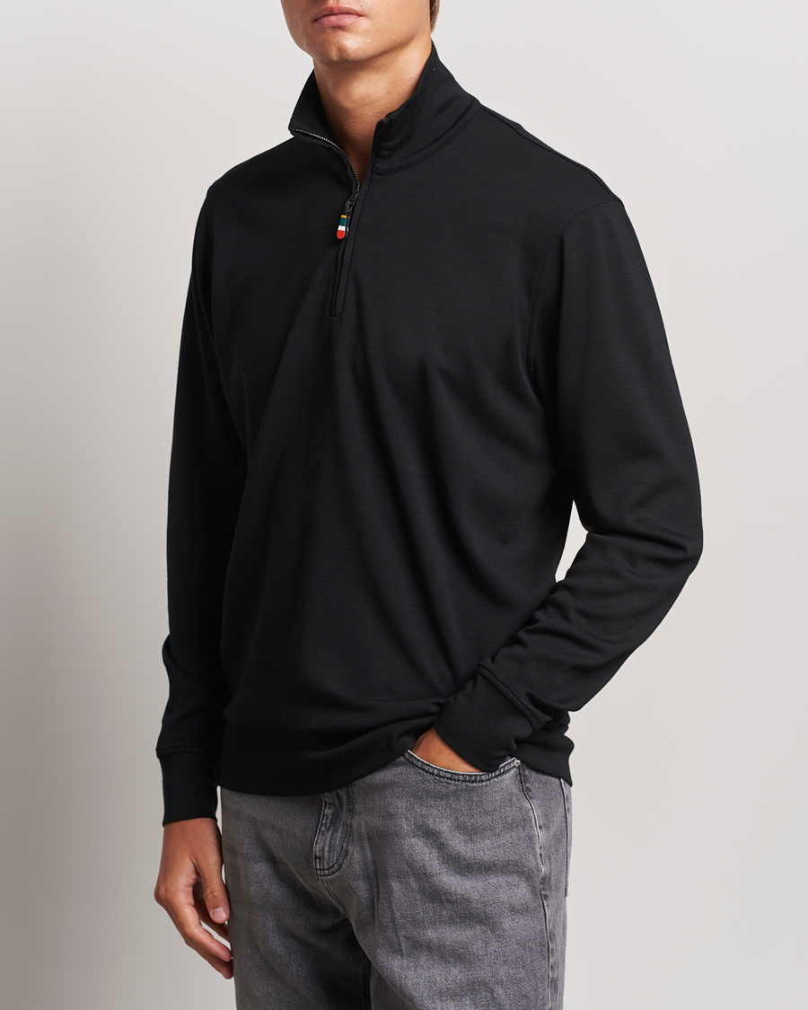 Herr | Tröjor | Orlebar Brown | Isar Graphite Merino Half Zip Black