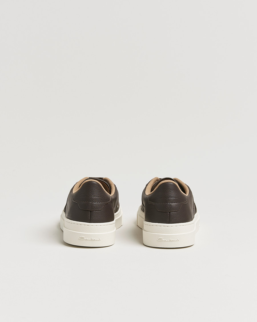 Herr | Santoni Double Buckle Sneakers Dark Brown Grain | Santoni | Double Buckle Sneakers Dark Brown Grain
