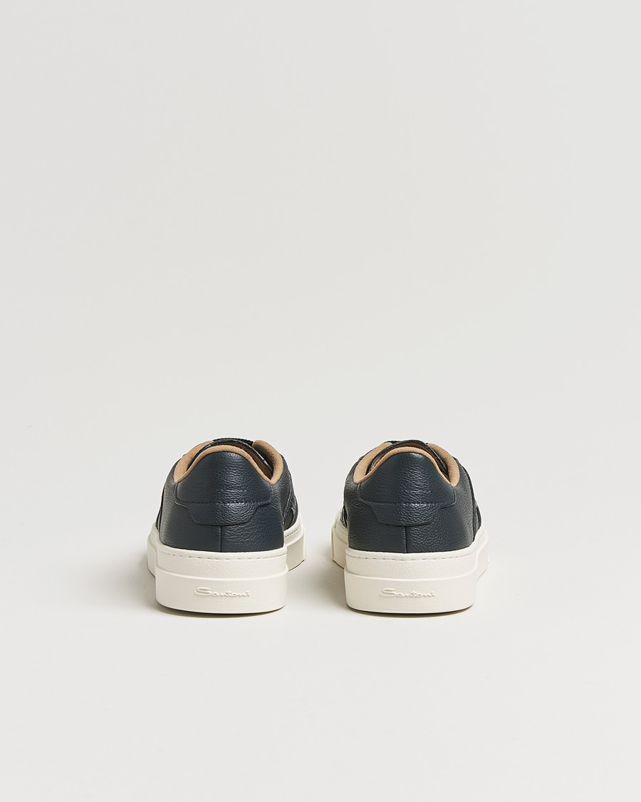 Herr | Santoni Double Buckle Sneakers Navy Grain | Santoni | Double Buckle Sneakers Navy Grain