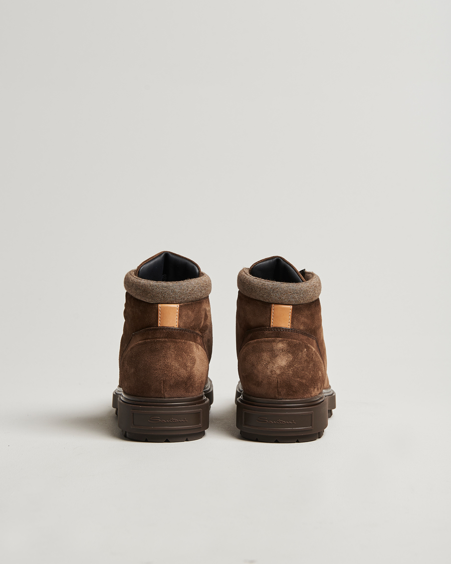 Herr | Santoni St Moritz No Lace Boot Dark Brown Suede | Santoni | St Moritz No Lace Boot Dark Brown Suede