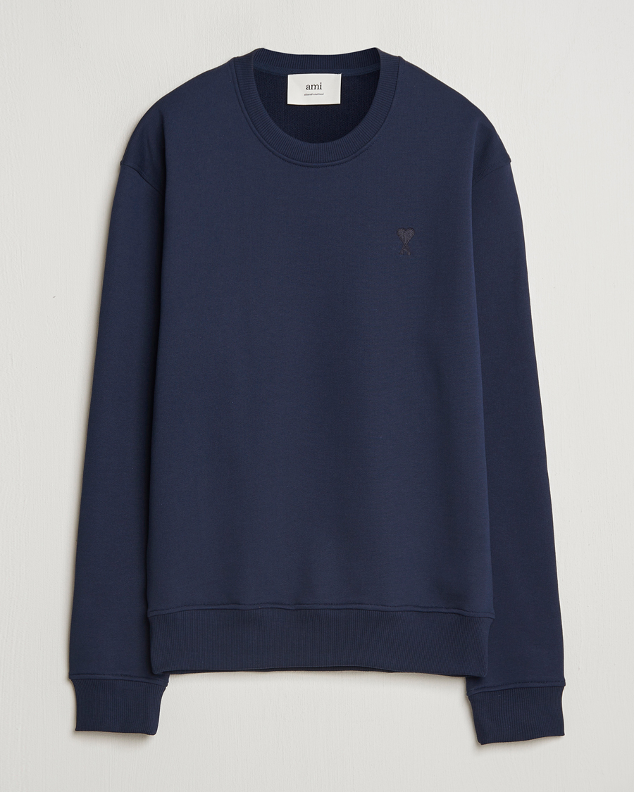 Herr | Tröjor | AMI | Tonal Heart Logo Sweatshirt Night Blue