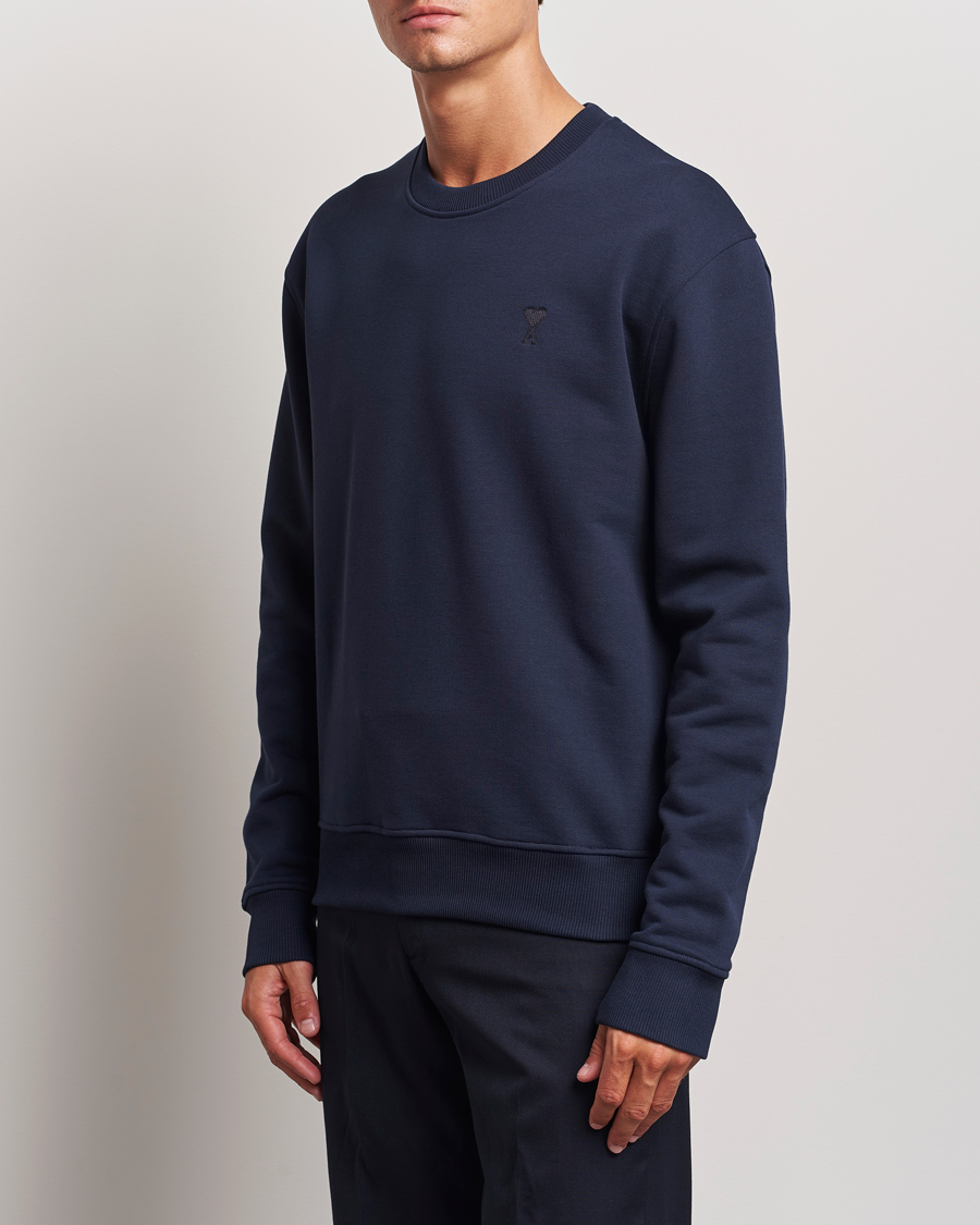 Herr | Tröjor | AMI | Tonal Heart Logo Sweatshirt Night Blue