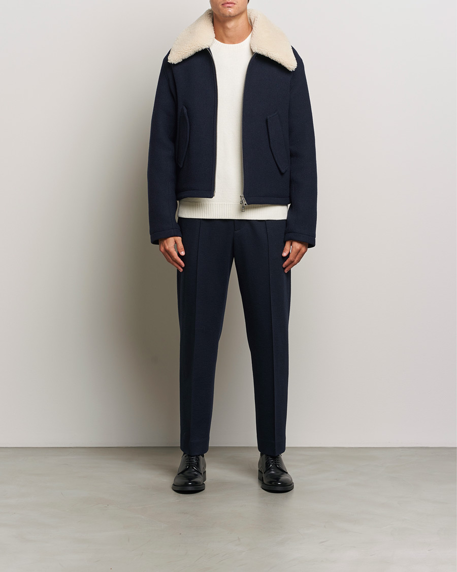 Herr | Jackor | AMI | Wool Shearling Bomber Jacket Navy