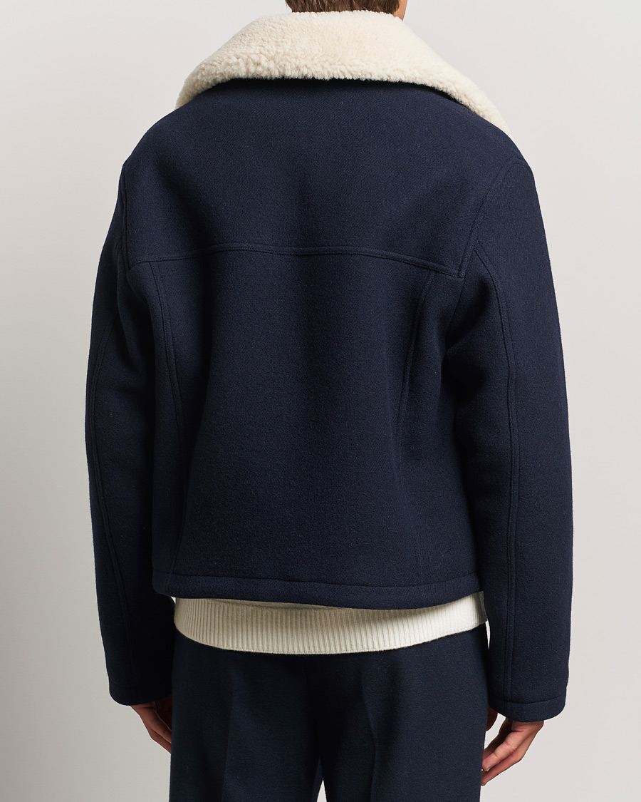 Herr | Jackor | AMI | Wool Shearling Bomber Jacket Navy