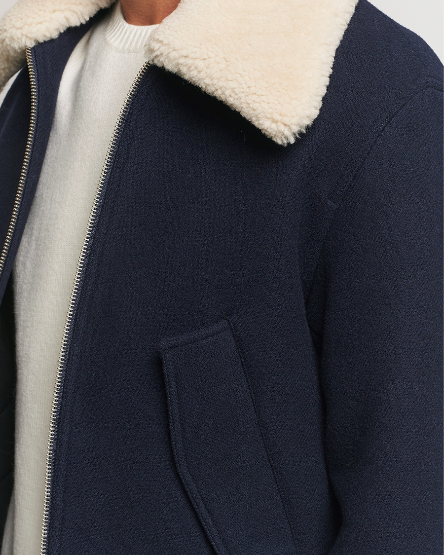 Herr | Jackor | AMI | Wool Shearling Bomber Jacket Navy