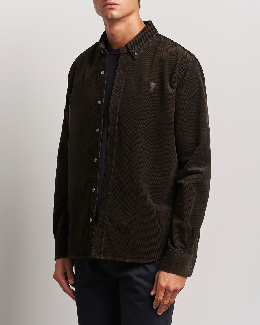 Herr | Skjortor | AMI | Classic Fit Corduroy Shirt Dark Coffee