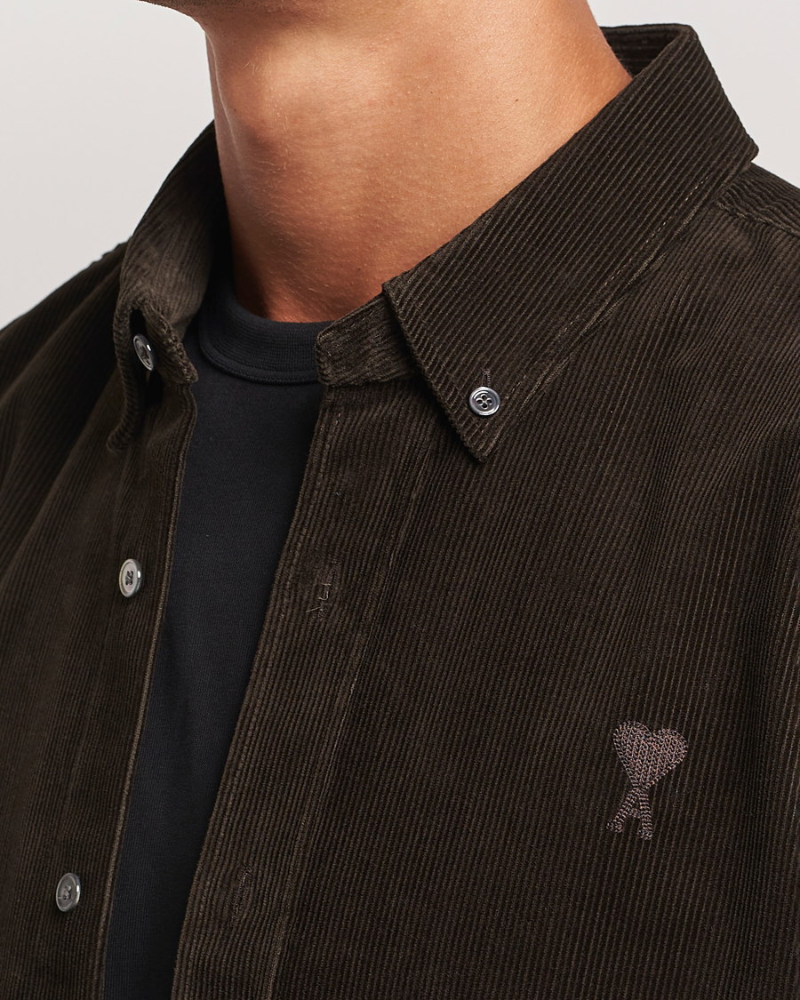 Herr | Skjortor | AMI | Classic Fit Corduroy Shirt Dark Coffee