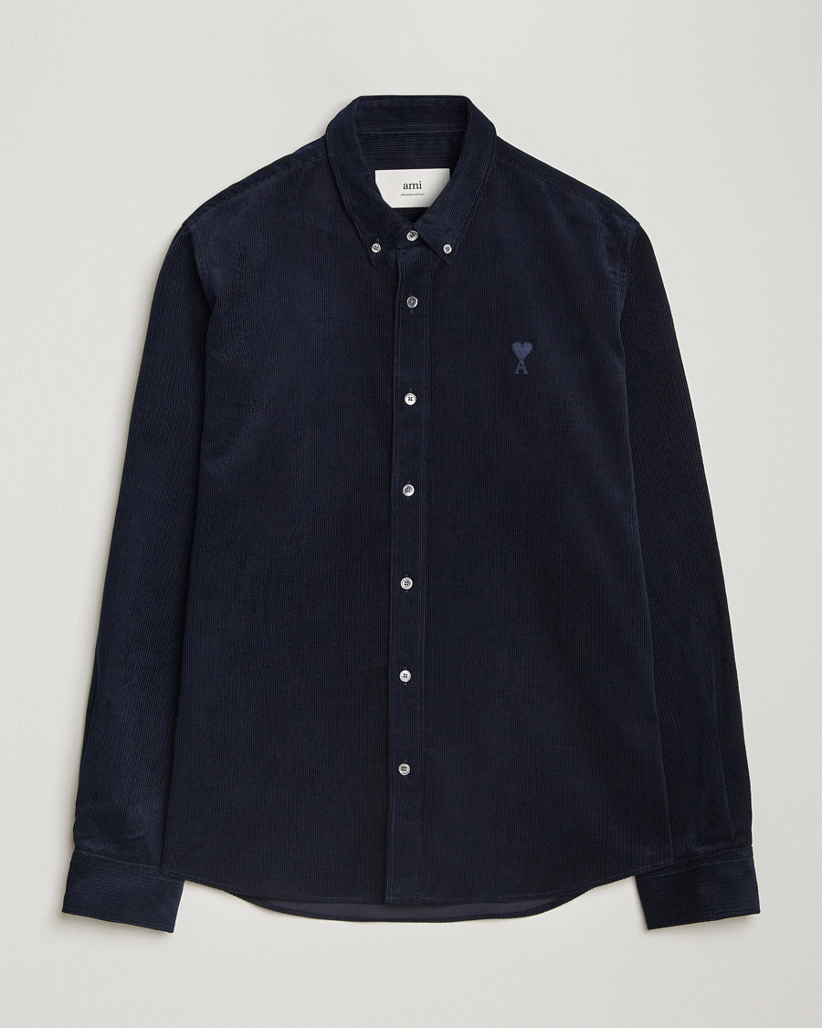 Herr | Skjortor | AMI | Classic Fit Corduroy Shirt Navy