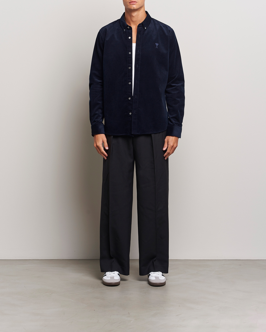 Herr | Skjortor | AMI | Classic Fit Corduroy Shirt Navy