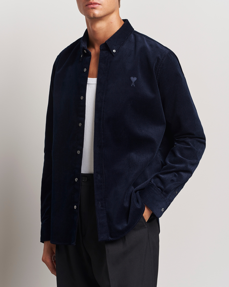 Herr | Skjortor | AMI | Classic Fit Corduroy Shirt Navy