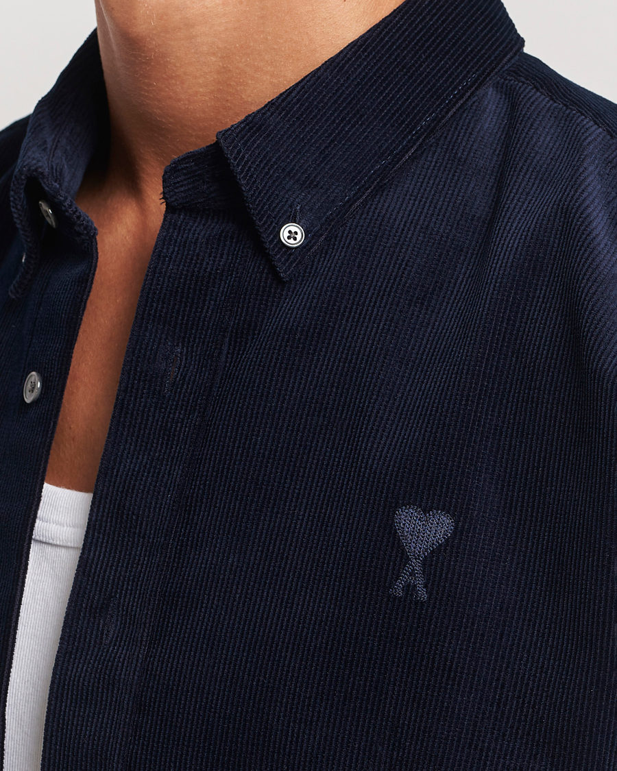 Herr | Skjortor | AMI | Classic Fit Corduroy Shirt Navy